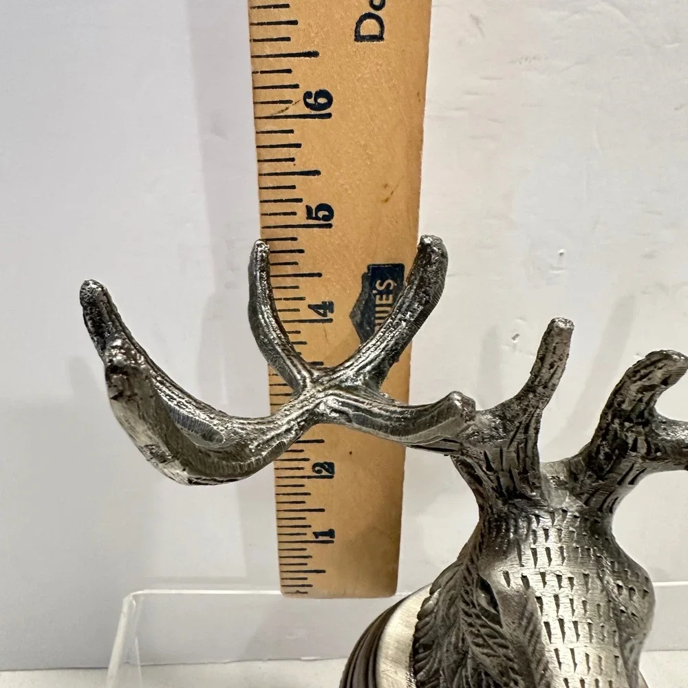 Pottery Barn Silver Pewter Metal Stag Deer Head Antler Figure Rustic Lodge Decor